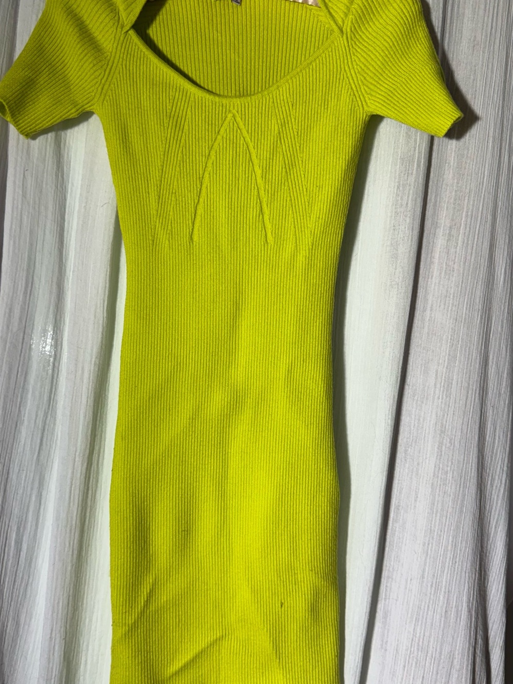 Lime Ribbed Knit Bodycon Dress